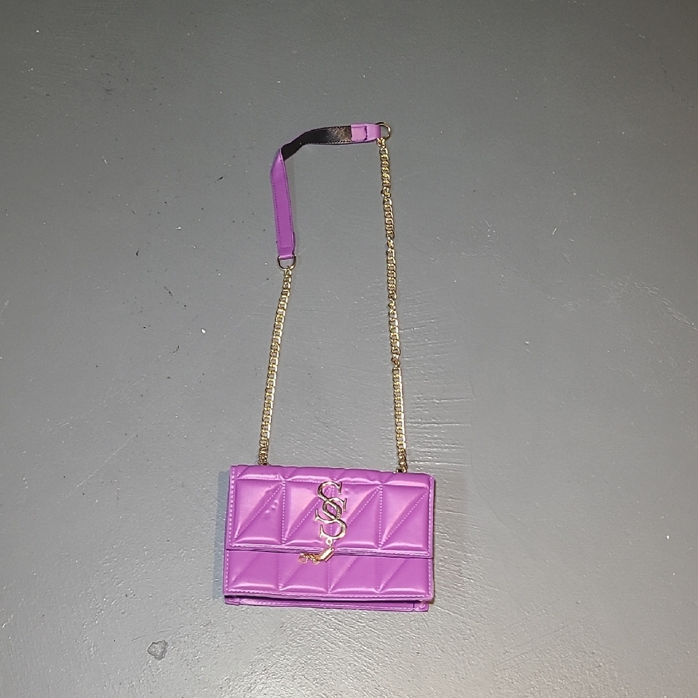 Purple Quilted Chain Shoulder Bag